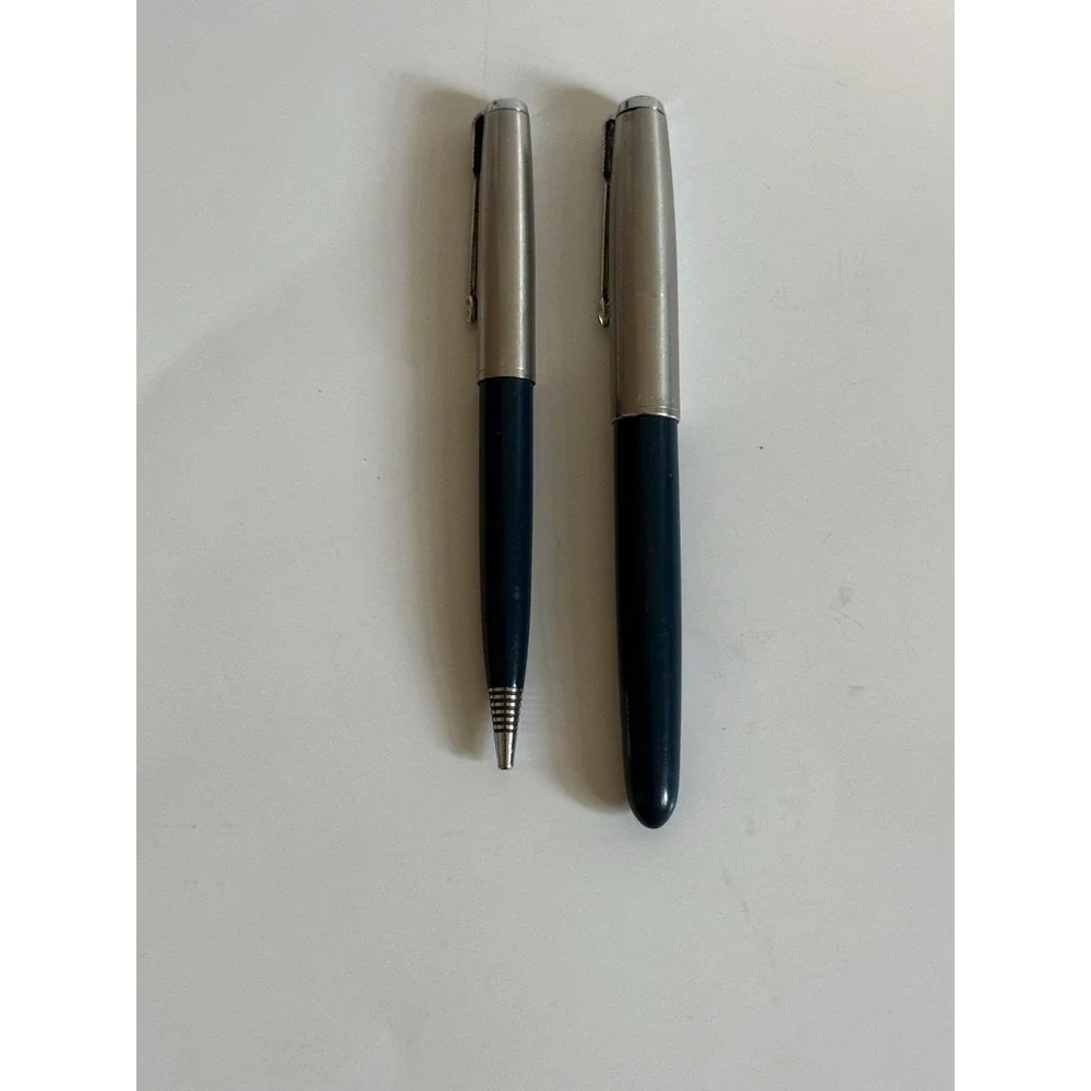 1950 Parker 51 fountain pen and mechanical pencil, Teal Blue